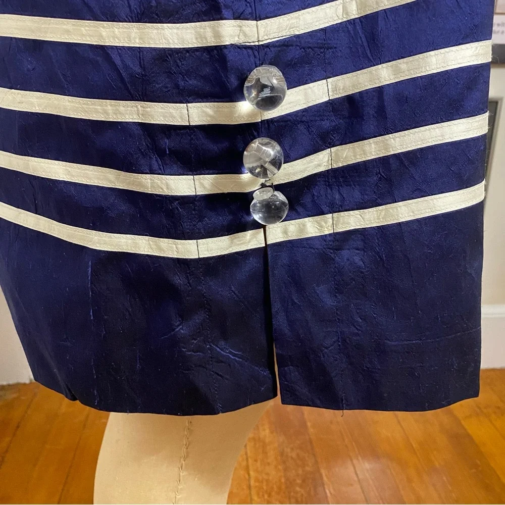 Calypso St. Barth women’s navy blue white silk striped dress sz large - Picture 6 of 10
